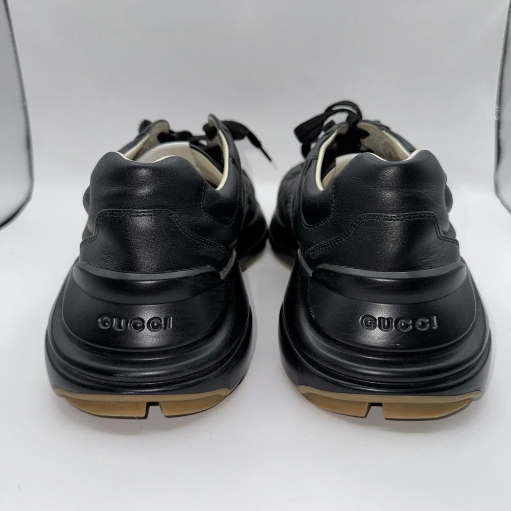 Gucci Men's 11 Black Rhyton Iridescent Rainbow Logo Apollo Nero Sneaker Shoes‎
